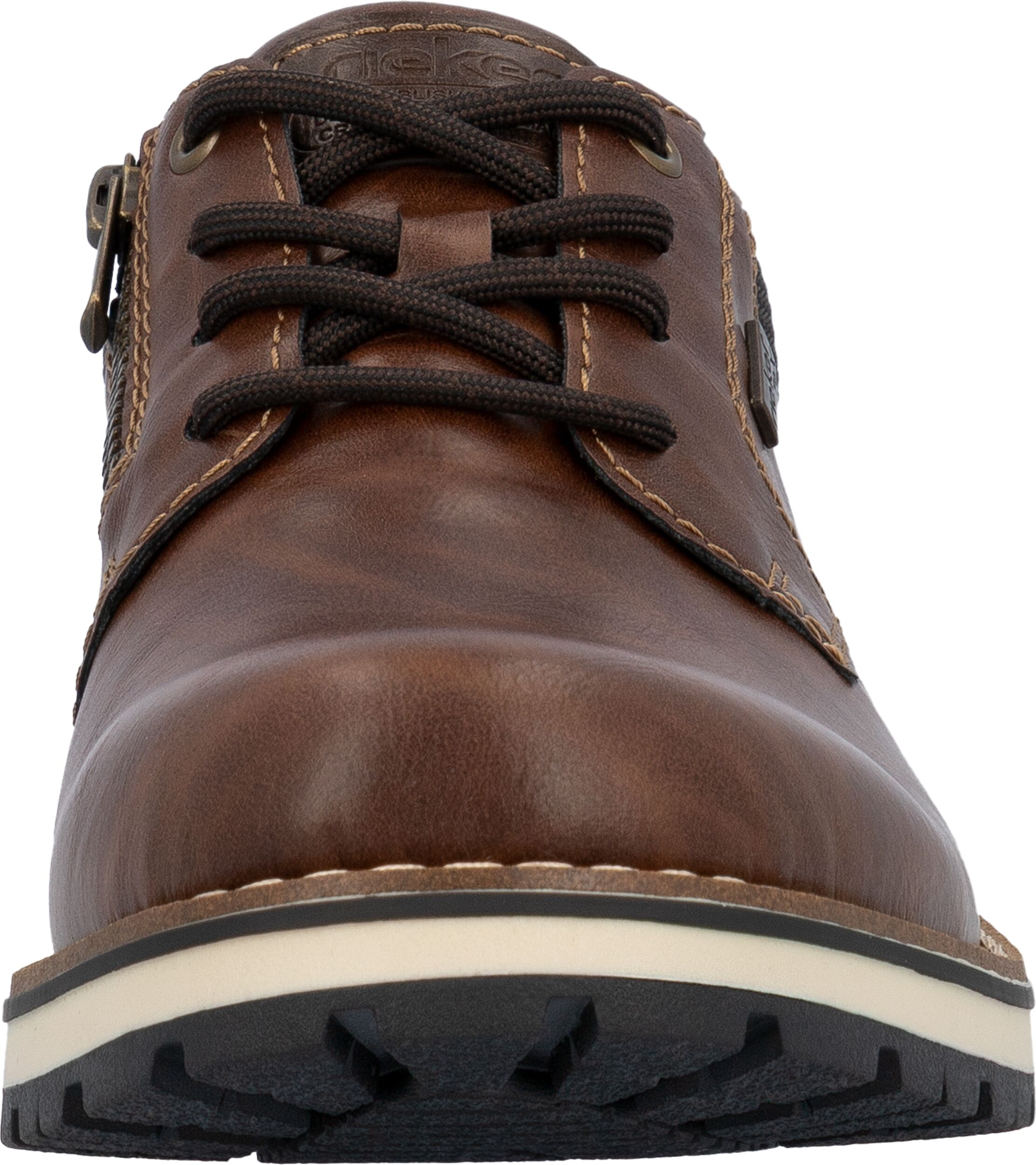 Schnürschuh RIEKER, Herren, Gr. 45, Textil, braun (dunkelbraun), Lederimitat, Textil, Schuhe Schnürschuh, Business Schnürer, Halbschuh, Casual Sneaker mit Innenreissverschluss dunkelbraun 45, Textil