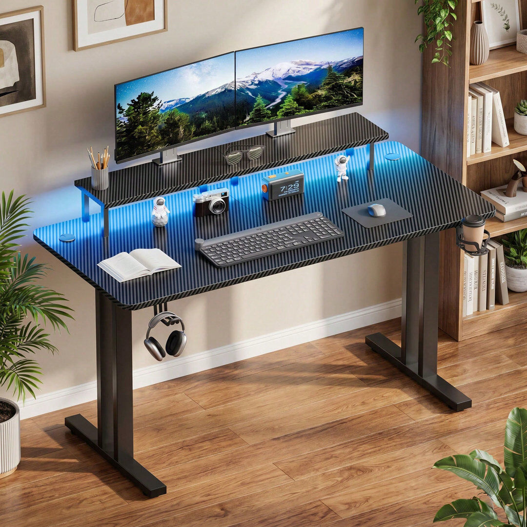Rebrilliant MDF Steel Computer Desk Black 75cmH×120cmW×60cmD