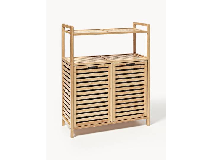 Étagère de salle de bain en bambou avec paniers à linge Kit