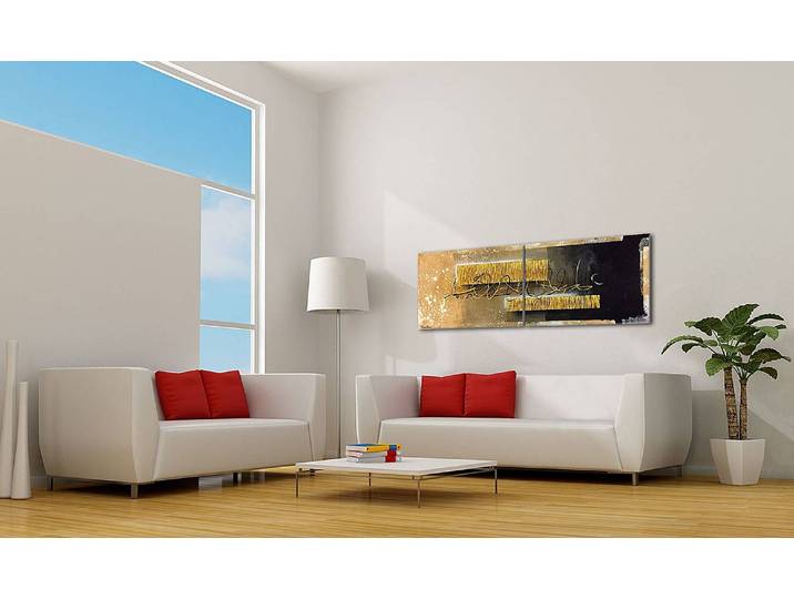 Impression sur toile Golden Cage Coton Doré/Beige/Noir 200 x 60 x 2cm