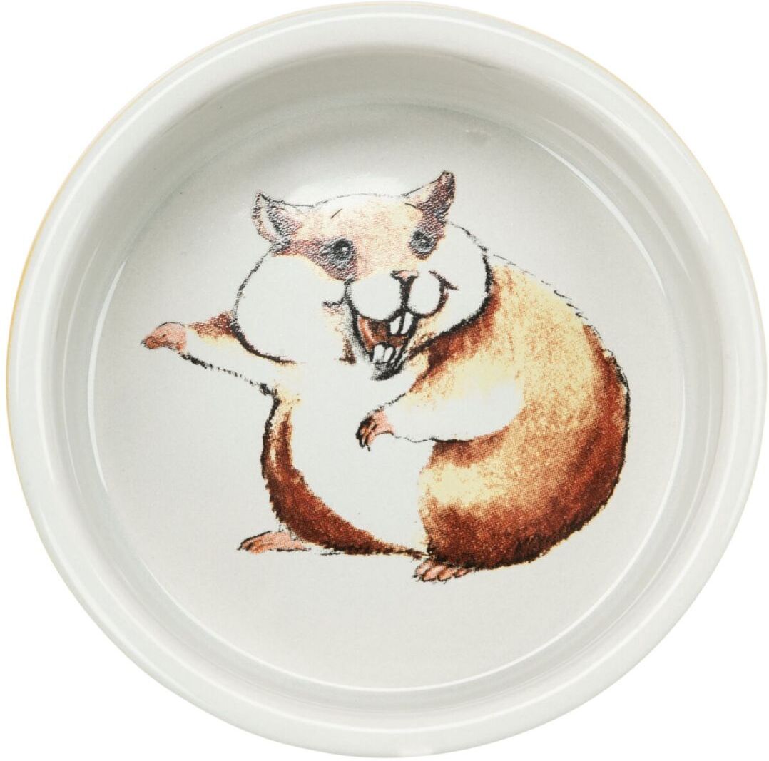 TRIXIE Napf, Comic-Hamster, Keramik, 80 ml / Ø 8 cm, bunt / creme