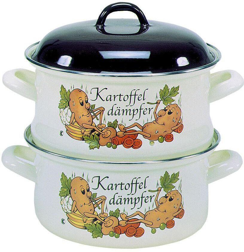 Dampfgartopf KRÜGER "KARTOFFEL", beige (hellbeige, schwarz), Ø:20cm, Töpfe, Dampfgartopf, Dampfkochtopf, Induktion