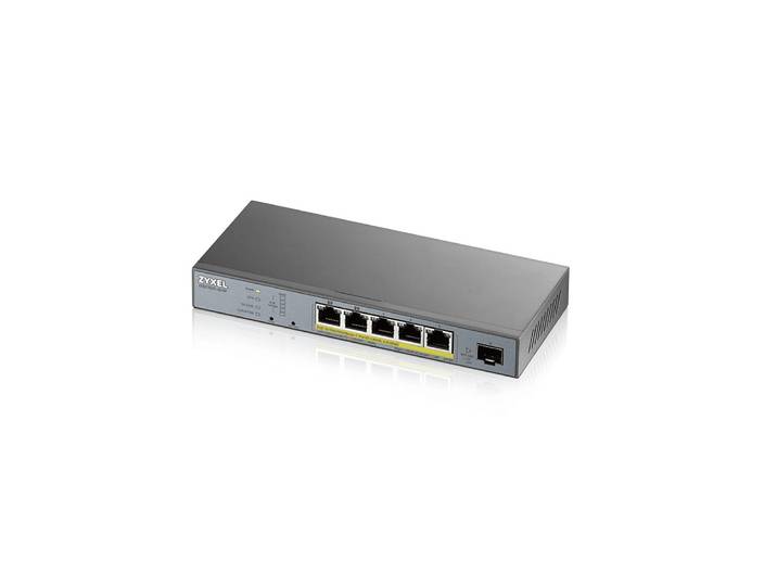 Zyxel GS1350-6HP-EU0101F, Géré, L2, Gigabit Ethernet (10/100/1000), Connexion Ethernet, supportant l'alimentation via ce port (PoE), Montage mural