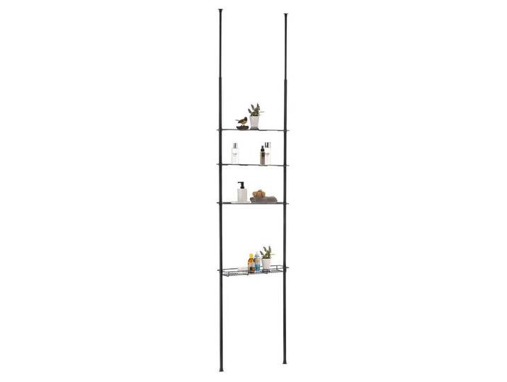 Idimex Duschreagal Dunja schwarz, Schwarz, Metall, Mode, 59x280x16 cm, Badezimmer, Baden & Duschen, Duschregale & Duschablagen