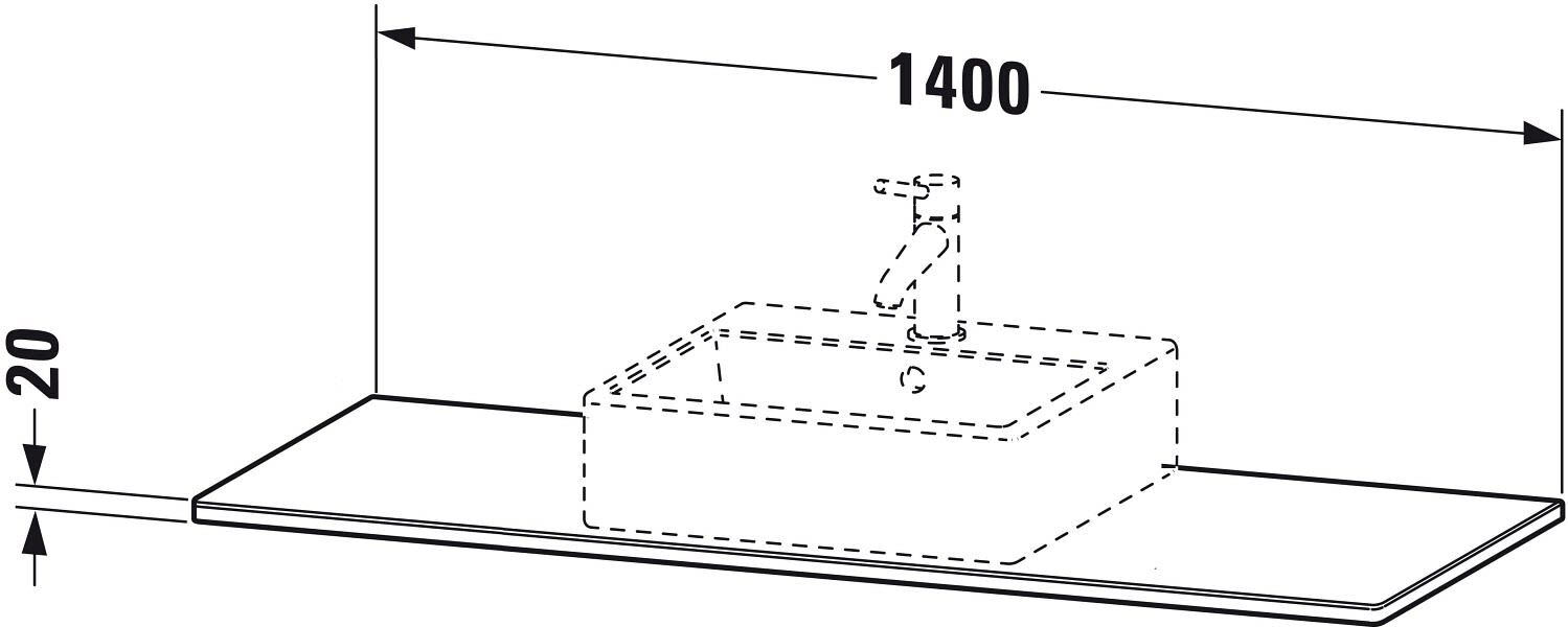 Duravit XSquare Massivholzkonsole 140 cm, mit einem Ausschnitt mittig