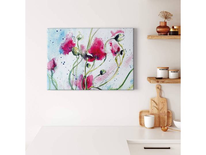 Leinwandbild Watercolour Polyester PVC / Fichtenholz Weiß 70 x 50cm