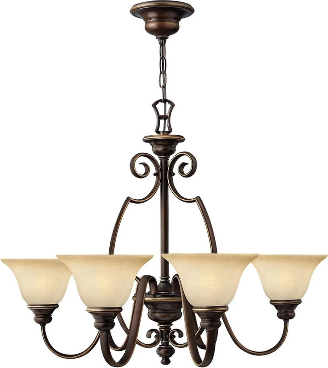 Hinkley LED Kroonluchter Antique Bronze met Glas en Dimbare Functie