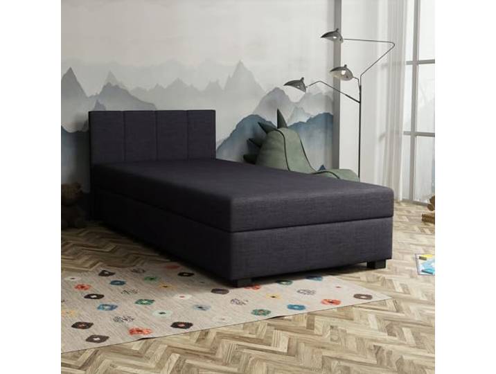 TAPCZANY24 - Boxspringbett Adel 110x200 cm mit Taschenfederkern Matratze Bett mit Matratze, Polsterbett mit Bettkasten, Gepolstertes Einzel Bett, Schlafsofa - Graphit