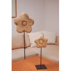 Holzblume auf Metallfuß, Höhe 130 cm