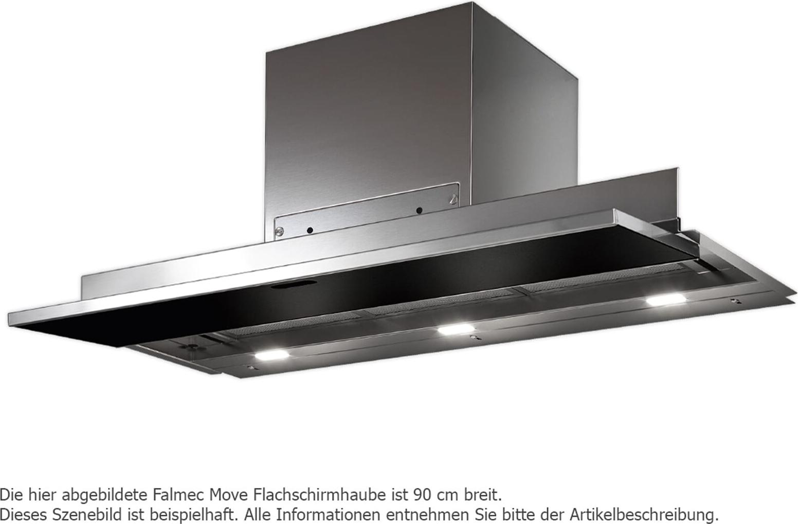 Falmec MOVE 80 SW/WS Flachschirmhaube, Abluft/Umluft, max. 800 m³/h, 76,1 cm Breite, Metall-Filter, 4 Gebläsestufen