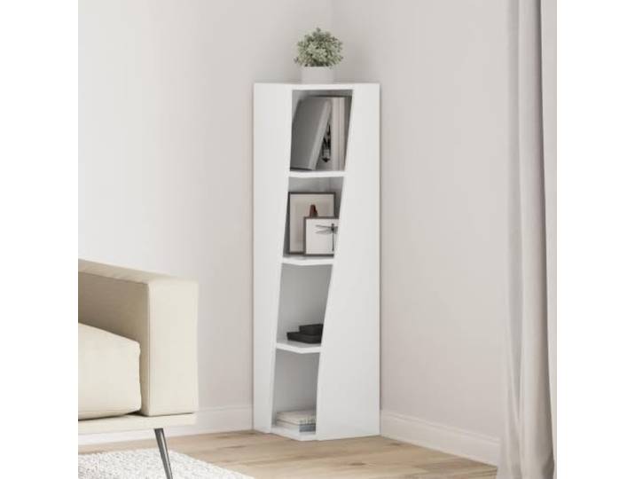 KGHFDVB Eckschrank 27,5x27x102cm Holzwerkstoff Hochglanz Weiß Platzsparendes Eckdesign, Robust, Mit Regalen, Wandmontage Erforderlich