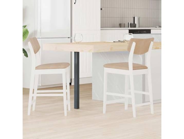KTHLBRH Esszimmerstühle 2 STK. Massives Gummiholz Weiß 48 x 49 x 95 cm Klarer Linien, schlichtes Design, quadratische Beine, ergonomische Sitzform, pflegeleichte Oberfläche, stilvolle Ergänzung