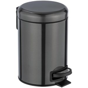 Wenko Mülleimer Leman, schwarz, Kosmetikeimer aus Edelstahl, 3 Liter