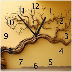 Wallario Uhr 20 x 20 cm, weiße Zeiger Lebensbaum Skulptur