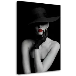 LEINWANDBILD Sinnliche Frau mit Hut 80x120cm