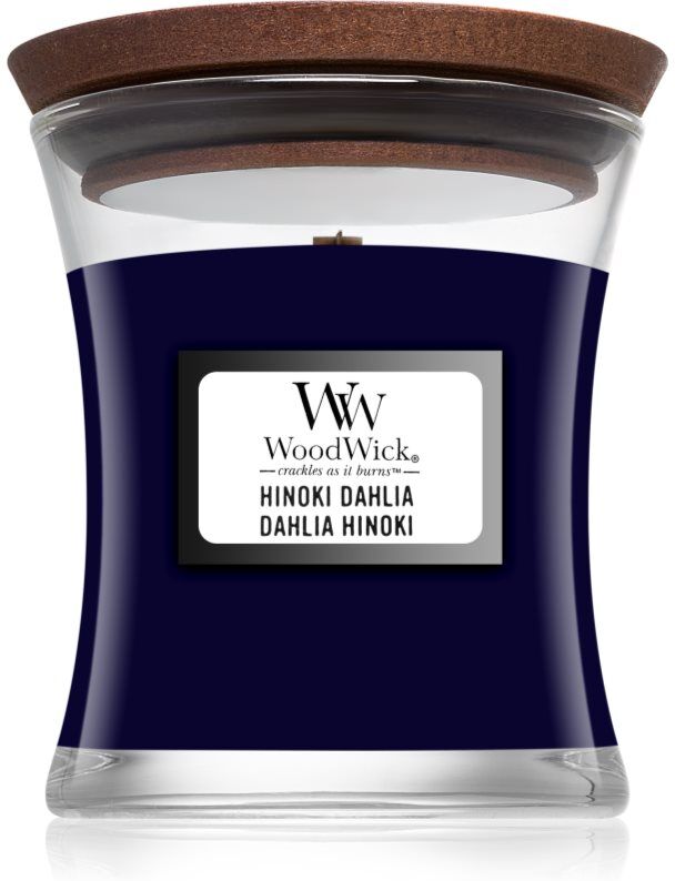 Woodwick Hinoki Dahlia świeczka zapachowa z drewnianym knotem 85 g