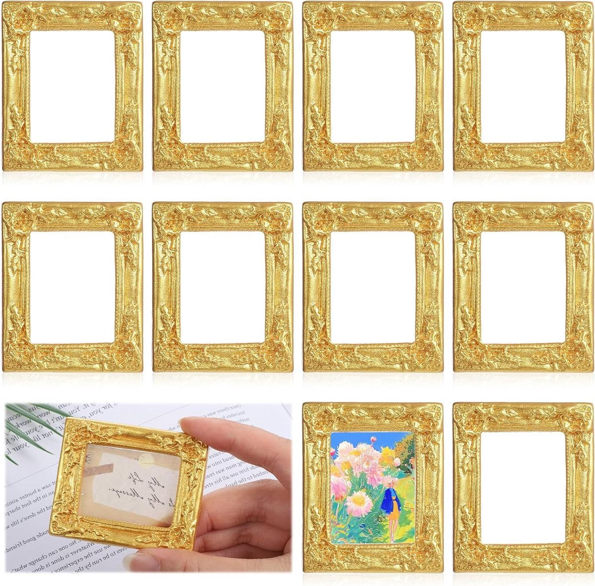 Set van 10 mini fotolijstjes in vintage stijl - Goud