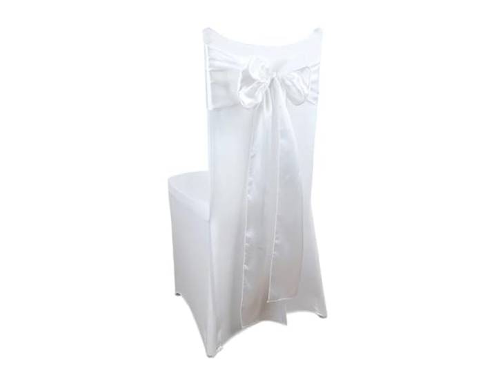 Stuhlschleifen für Hochzeiten 10/50PCS Hochzeit Satin Stuhl Schärpen Einstellung Grün Bögen Bänder for Bankett Party Gang Band Dekor(White,50pcs)