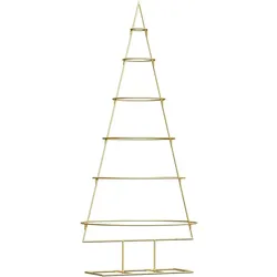 vidaXL Metall Weihnachtsbaum Gold 150 cm Pulverbeschichteter Stahl