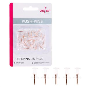 Zeller Pinnadeln 11232, Kopf aus Kunststoff, transparent/roségold, 25 Stück