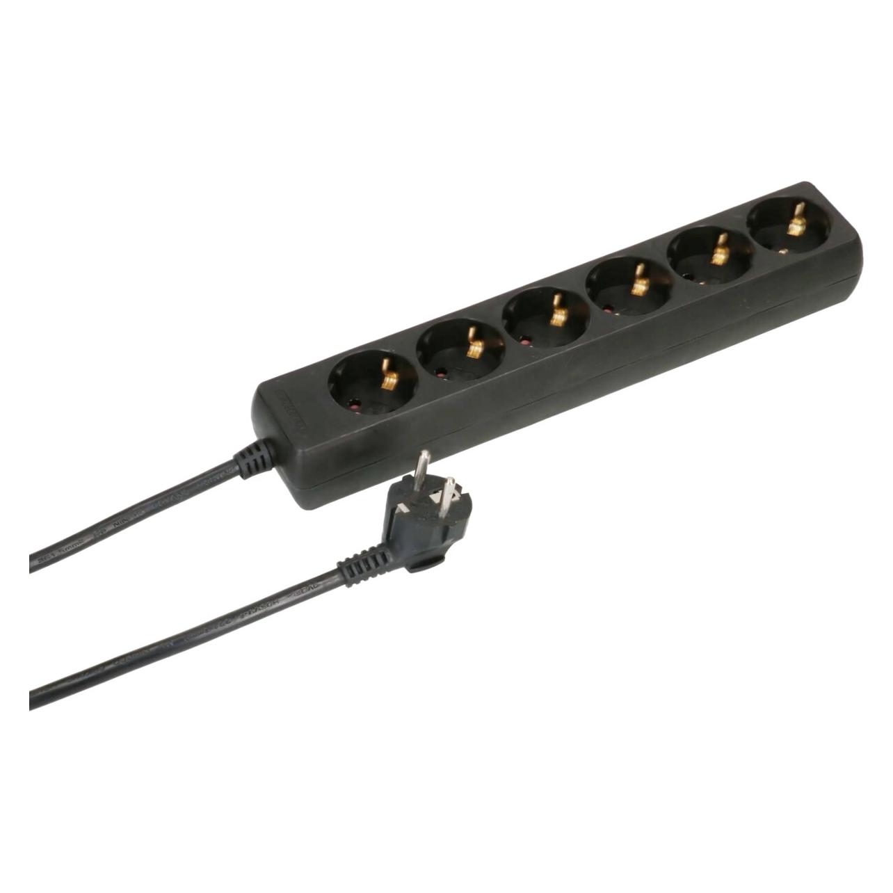 Kopp 120615007 Innenraum 6AC outlet(s) Schwarz (6x, CEE 7/4, 1.40 m) (120615007)