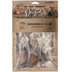 DeliBest Ohren 100 Gramm Hundekauartikel  vom Kaninchen mit Fell 6 x 100 Gramm
