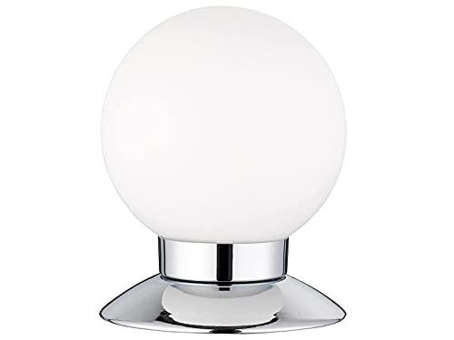 Reality Leuchten Princess LED tafellamp, chroom en opaal wit glas, 13 cm