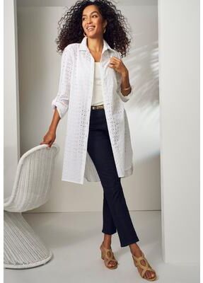 Plus Size Women's Eyelet Mega Tunic by Jessica London in White (Size 16 W)