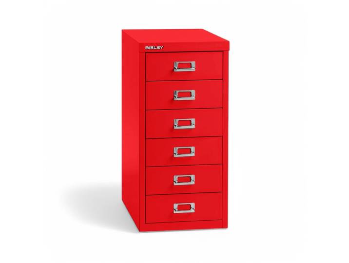 Standcontainer Bisley Multidrawer, Rot, ohne Schliesszylinder, Neu – Ideal für leichte Aufbewahrung