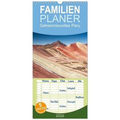 Familienplaner 2026 - Geheimnisvolles Peru mit 5 Spalten (Wandkalender, 21 x 45 cm) CALVENDO