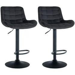 CLP 2er Set Barhocker Tover Samt   Farbe: schwarz, Material: Samt