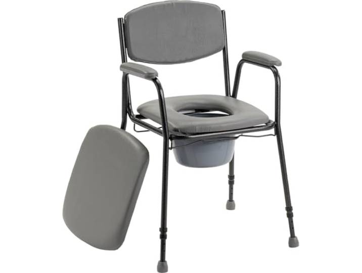 Homecare Innovation® Höhenverstellbarer Toilettenstuhl/Toilettenstuhl mit Eimer/WC-Stuhl mit weichem Sitz. Belastbarkeit 130 kg.