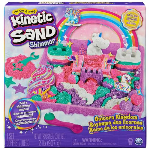 Kinetic Sand Shimmer Eenhoorn Koninkrijk speelset met 907 g glanzend speelzand en 8 stuks gereedschap