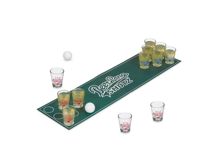 Mini Beer Pong Weiss-Dunkelgrün-Transparent