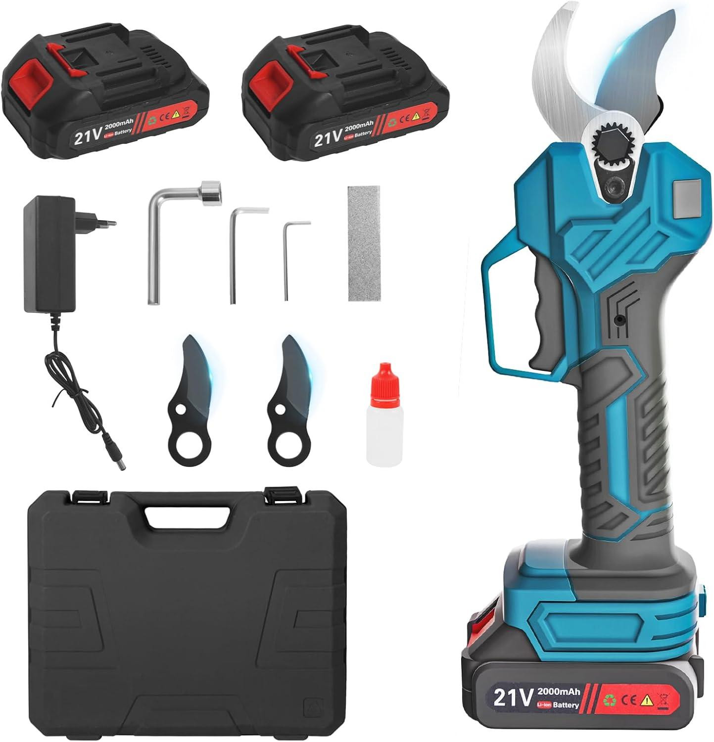 Selius Elektrische Snoeischaar met Accu, 21 V, Professionele Oplaadbare Snoeischaar voor Tuinieren, 40 mm