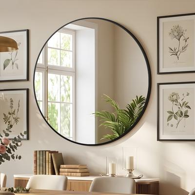 Spiegel OTTO HOME "Wandspiegel Addrik, wahlweise in 2 Größen 60x60cm oder 80x80cm", schwarz, B:60cm H:60cm, Glas, Spiegel, runde Form, in verschiedenen Farben