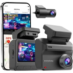 DDpai Z50 Pro Dual (Eingebautes Display, GPS-Empfänger, 4K), Dashcam, Schwarz