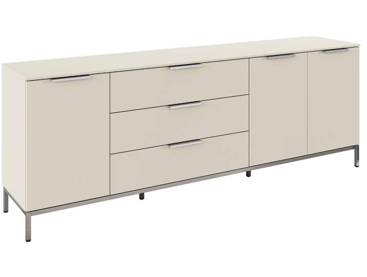 Kombikommode RAUCH Kommode Türkommode Sideboard Kombikommode FLIPP , beige (beige (champagner)), B:200cm H:72cm T:42cm, Holzwerkstoff, Sideboards, Kombikommode, 3-türig mit 3 Schubladen und Soft-Close-Funktion