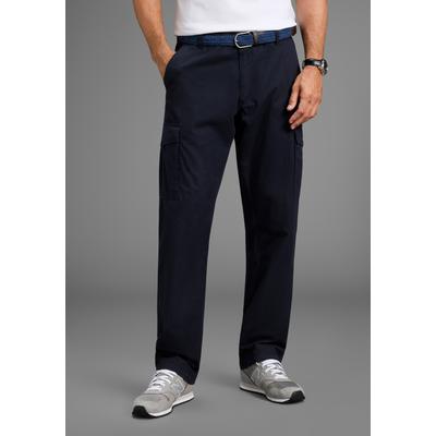 Cargohose MAN'S WORLD "Cargohose Große Größen inkl. Gürtel", Herren, Gr. 54, N + U Gr, blau (marine), Web, Obermaterial: 100% Baumwolle, unifarben, regular fit lang, Hosen Cargohose, passt jeder Großen Größe inkl. Gürtel
