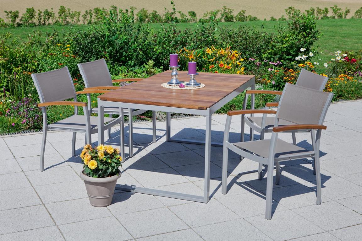 MERXXHANDELS Naxos Set 5tlg 4 Sessel Tisch 150(200)x90cm 16909285