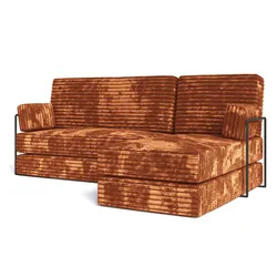 ECKSOFA NOTIA modulares Boneless Sofa mit Schlaffunktion Braun Kordstoff