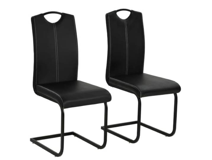 vidaXL Freischwinger 2 STK. Schwarz Kunstleder