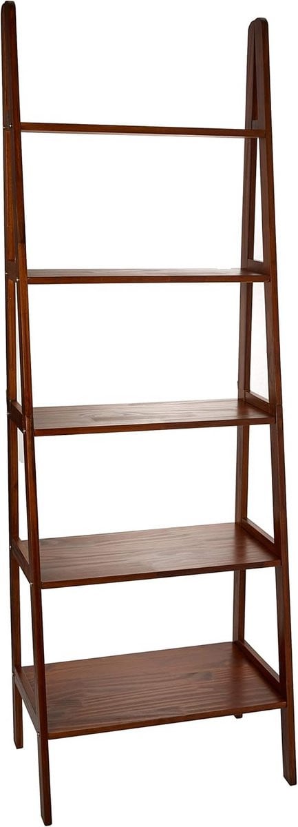 Ladder Boekenkast Warm Bruin met 5 Planken, Hoogte: 180 cm