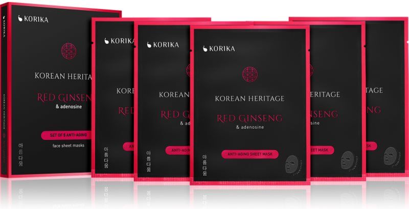 KORIKA Korean Heritage Red Ginseng & Adenosine Anti-aging Sheet Mask Gesichtsmasken-Set zu einem ermäßigten Preis gegen das Altern der Haut und zur Festigung der Haut