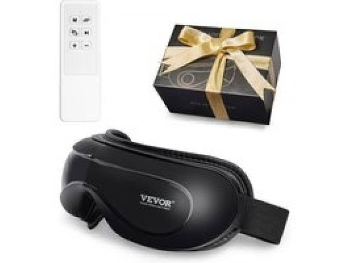 VEVOR Masseur Oculaire Chauffant avec Télécommande, Masque de Massage des Yeux à 5 Modes, Musique Bluetooth, Appareil de Soins Oculaires Pliable 180° pour Fatigue Oculaire, Yeux Secs, Cernes, Noir