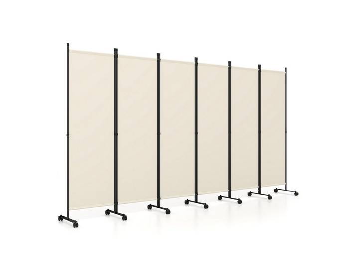 COSTWAY Paravent 6-teiliger faltbarer Raumteiler, freistehende Trennwand, für Wohnzimmer, Homeoffice