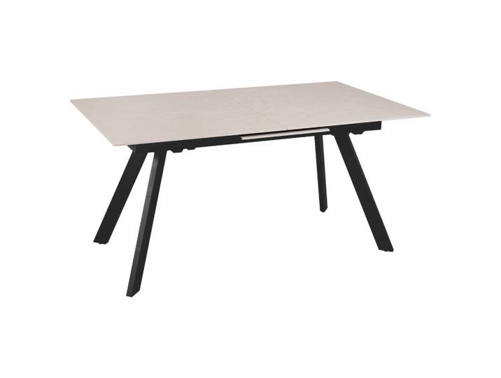 Novel Esstisch, Schwarz, Beige, Metall, Keramik, rechteckig, eckig, 90x76x160-204.5 cm, ausziehbar, Esszimmer, Tische, Esstische, Esstische ausziehbar