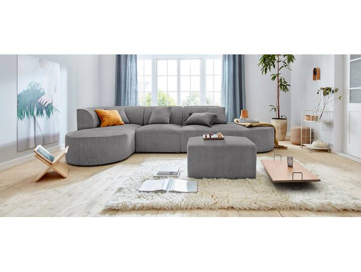 Ecksofa GOODPRODUCT Alesund L-Form , grau (anthrazit), B:362cm H:84cm T:183cm, Cord (100% Polyester);Filzoptik (100% Polyester), Sofas, Ecksofa, bestehend aus Modulen, auch einzeln erhältllich, miteinander verbunden
