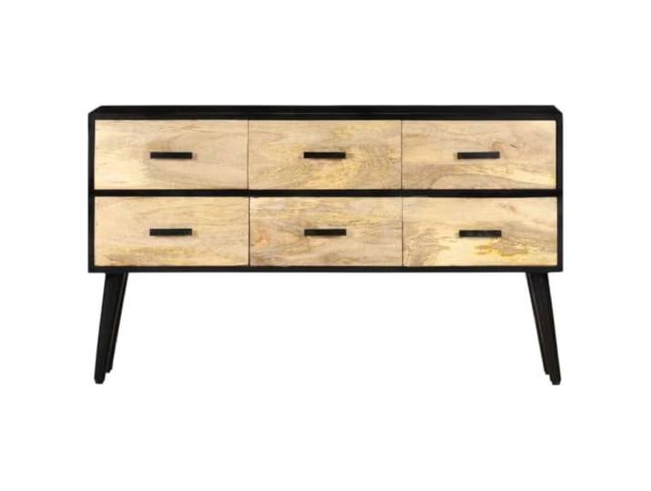 GFMGUEMV Sideboard 110x33x64 cm Massivholz Mango mit 6 Schubladen Massivholz Mango, 6 Schubladen, Eisenbeine, pulverbeschichtet, Unikat