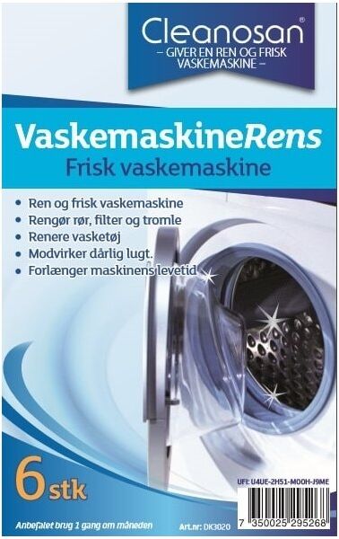 Cleanosan Rengøringstabs   Vaskemaskine   6 Tabs